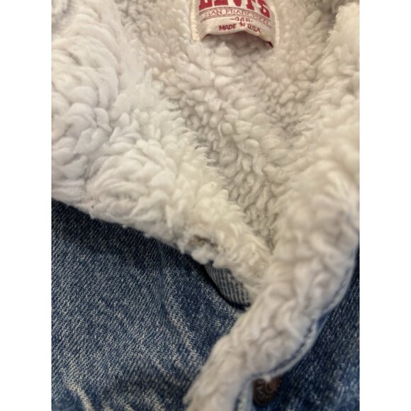 VTG 80's Levi's Denim Jacket Made USA Mens Sz 44 Blue Sherpa Lined Button Front - Picture 8 of 10